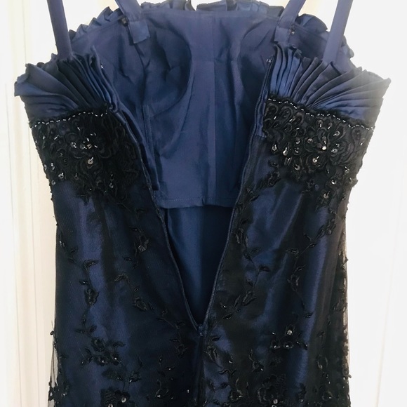 Authentic Tony Bowls Navy sequined Evening Dress Size 4 - Picture 9 of 14